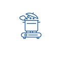 Making soup line icon concept. Making soup flat vector symbol, sign, outline illustration.