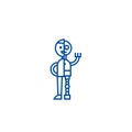 Man android robot line icon concept. Man android robot flat  vector symbol, sign, outline illustration. Royalty Free Stock Photo