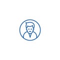 Man circle avatar  line icon concept. Man circle avatar  flat  vector symbol, sign, outline illustration. Royalty Free Stock Photo