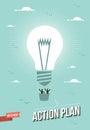Web marketing action plan light bulb illustration Royalty Free Stock Photo