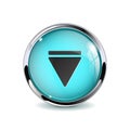 Web media button. Blue glass 3d icon with metal frame Royalty Free Stock Photo