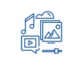 Media content line icon concept. Media content flat vector symbol, sign, outline illustration.
