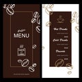 Menu template design for cafe, coffee house, restaurant, flyer, brochure. vector Royalty Free Stock Photo