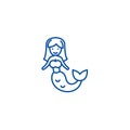Mermaid line icon concept. Mermaid flat  vector symbol, sign, outline illustration. Royalty Free Stock Photo