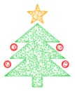 Web Mesh Christmas Tree Vector Icon