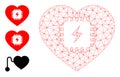 Web Mesh Heart Pacemaker Vector Icon and Additional Icons