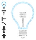 Web Mesh Lamp Bulb Icon with Simple Pictograms