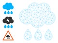 Web Mesh Rain Cloud Vector Icon and Other Icons Royalty Free Stock Photo