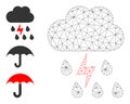Web Mesh Thunderstorm Weather Vector Icon and Other Icons Royalty Free Stock Photo