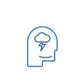 Mind process,male head  line icon concept. Mind process,male head  flat  vector symbol, sign, outline illustration. Royalty Free Stock Photo