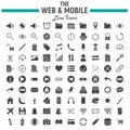 Web and Mobile glyph icon set, os interface signs