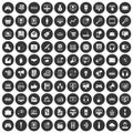 100 web and mobile icons set black circle Royalty Free Stock Photo