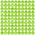 100 web and mobile icons set green Royalty Free Stock Photo