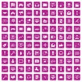 100 web and mobile icons set grunge pink Royalty Free Stock Photo
