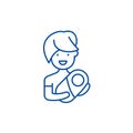 Mom with baby line icon concept. Mom with baby flat  vector symbol, sign, outline illustration. Royalty Free Stock Photo