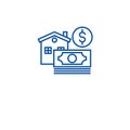 Morgage, home loan line icon concept. Morgage, home loan flat vector symbol, sign, outline illustration.