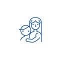 Mother with child,motherhood line icon concept. Mother with child,motherhood flat vector symbol, sign, outline Royalty Free Stock Photo