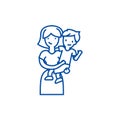 Mother with son,mum with kid line icon concept. Mother with son,mum with kid flat vector symbol, sign, outline Royalty Free Stock Photo