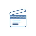 Movie clapper line icon concept. Movie clapper flat vector symbol, sign, outline illustration.