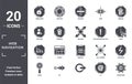 web.navigation icon set. include creative elements as unblocked, remove, exclamation button, padnote, go, volume filled icons can