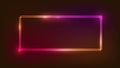 Neon double rectangular frame with shining effects Royalty Free Stock Photo