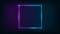 Neon double square frame with shining effects Royalty Free Stock Photo
