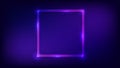 Neon double square frame with shining effects Royalty Free Stock Photo