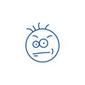 Nerdy geek emoji line icon concept. Nerdy geek emoji flat vector symbol, sign, outline illustration.