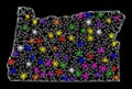 Web Network Map of Oregon State with Colorful Light Spots