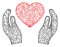 Web Network Romantic Heart Care Hands Vector Icon