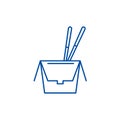Noodles in a box line icon concept. Noodles in a box flat  vector symbol, sign, outline illustration. Royalty Free Stock Photo