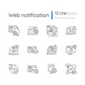 Web notifications linear icons set Royalty Free Stock Photo
