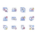 Web notifications RGB color icons set Royalty Free Stock Photo