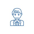 Office man, businessman line icon concept. Office man, businessman flat vector symbol, sign, outline illustration.