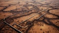 web oil field pipeline Aerial photography is used