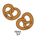 Oktoberfest pretzel with lettering vector illustration