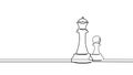 Web One line chess king silhouette drawing. Continuous line sketch play strategy game graphic object element business