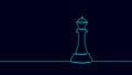 Web One line chess king silhouette drawing. Continuous line sketch play strategy game graphic object element business