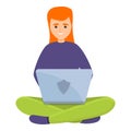 Web online laptop privacy icon, cartoon style