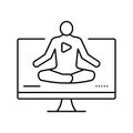 web online yoga relax line icon vector illustration