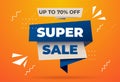 Web orange banner modern for social media stories sale, 70% off, web page, mobile phone. template design special offer set Royalty Free Stock Photo