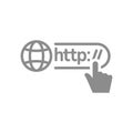 Web page address with globe and hand cursor
