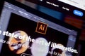 Web page of adobe illustrator product on official website on the display of PC Royalty Free Stock Photo