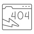 Web page with connection error thin line icon, pcrepair concept, error connection vector sign on white background, error Royalty Free Stock Photo