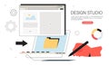 Web page creation, mobile application development for business, company, start up. Concept of landing page design, prototyping, ui