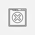 Web Page with Cross vector thin line concept Error icon