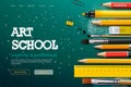 Web page design template for Art School, studio, course, class, education. Modern design vector illustration concept for