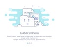Web Page Design Template of Cloud Computing and Storage. Data Storage, Cloud Computing, Web Sites Hosting. Flat Layout