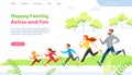 Web page design template for family running activity vector illustration. Royalty Free Stock Photo