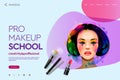 Web page design template for makeup school, course, natural products, cosmetics, body care. Modern design vector